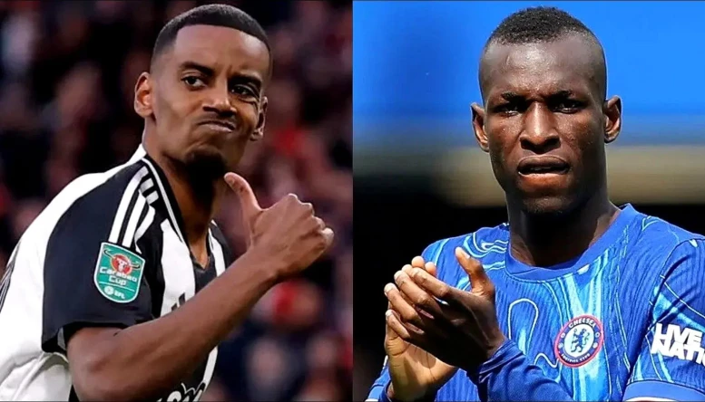 Alexander Isak and Nicolas Jackson of Newcastle and Chelsea