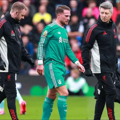Alexis Mac Allister of Liverpool receives medical treatment