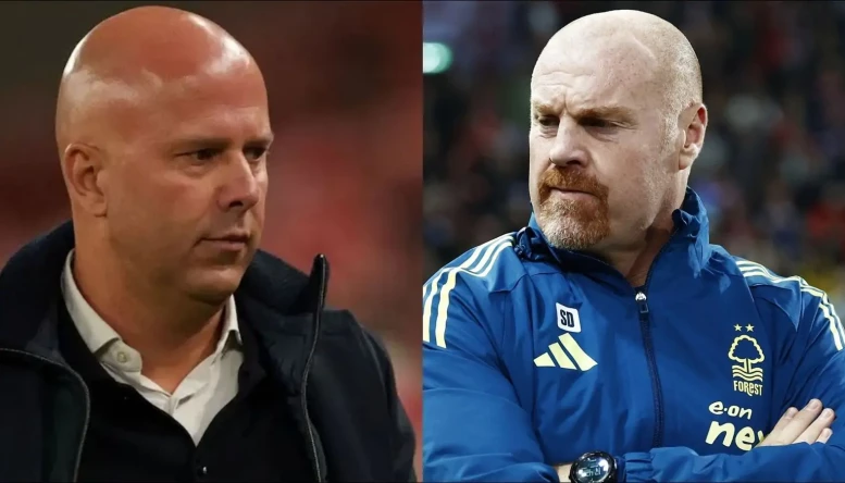 Arne Slot and Sean Dyche of Liverpool and Nottingham Forest