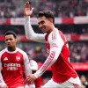 Arsenal's Martin Zubimendi celebrates scoring 