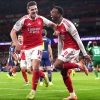 Arsenal's Viktor Gyokeres celebrates scoring 