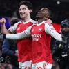 Eberechi Eze of Arsenal celebrates after he scores 