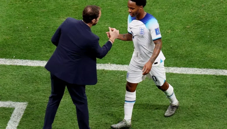 Gareth Southgate and Raheem Sterling.