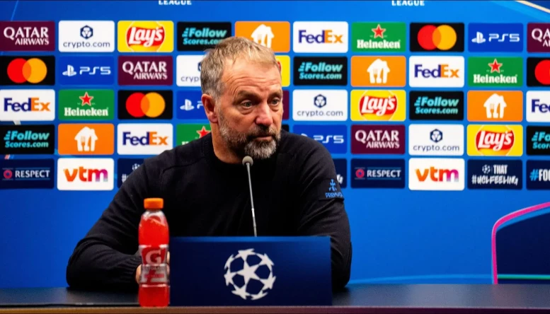 FC Barcelona head coach Hansi Flick attends a press conference 