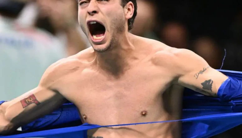 Flavio Cobolli celebrates Davis Cup semi-final win 