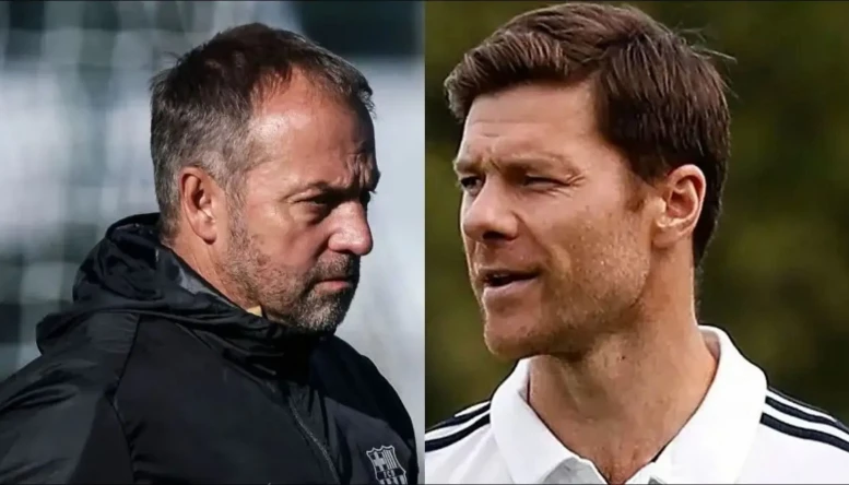 Hansi Flick and Xabi Alonso of Barcelona and Real Madrid