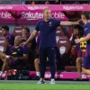 Hansi Flick the Barcelona coach in action 