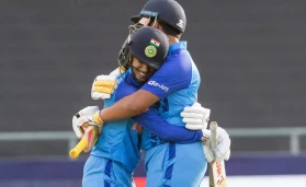 Jemimah Rodrigues and Richa Ghosh celebrate
