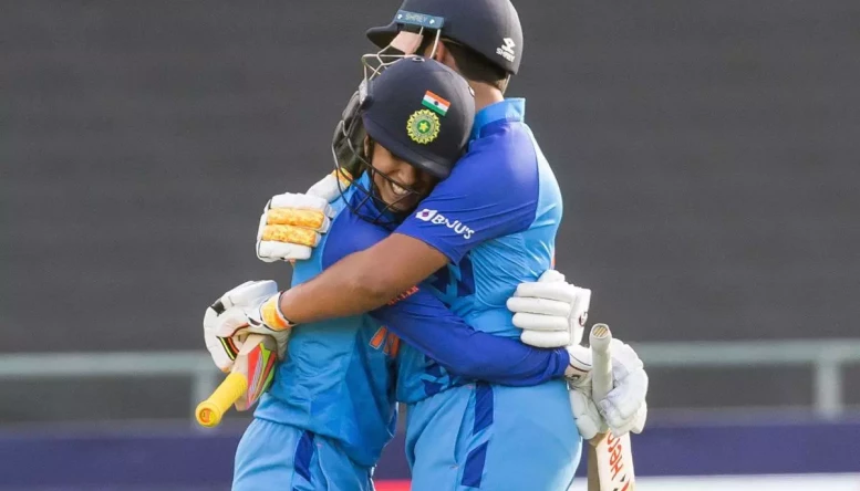 Jemimah Rodrigues and Richa Ghosh celebrate
