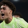 Jan Virgili of Barcelona celebrates scoring