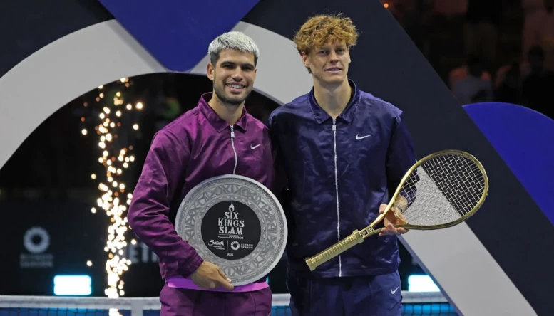 Jannik Sinner and Carlos Alcaraz Six Kings alamy