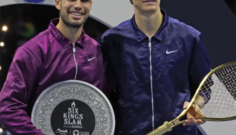 Jannik Sinner and Carlos Alcaraz Six Kings alamy