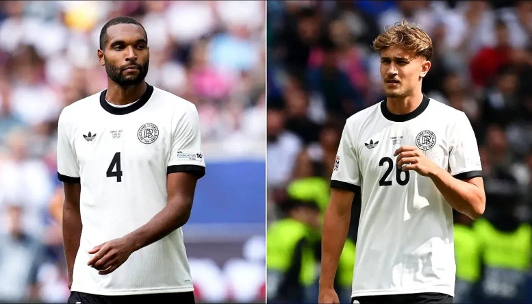 Jonathan Tah and Tom Bischof of Bayern Munich