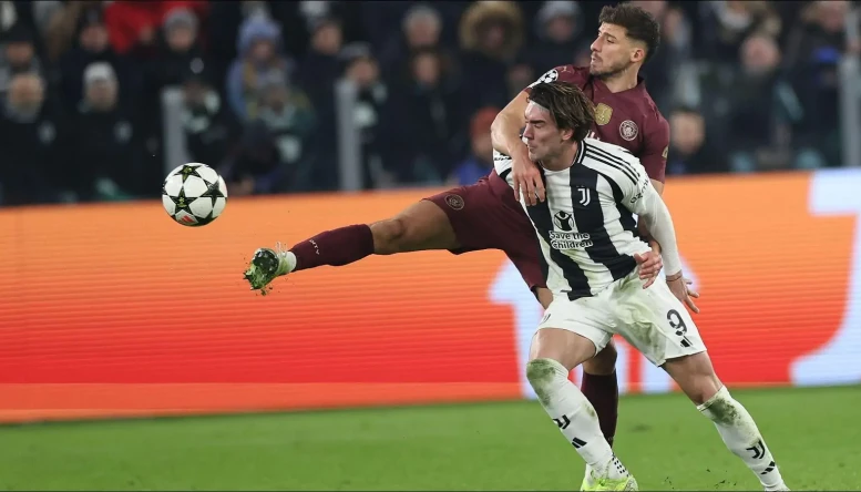 Juventus star Dusan Vlahovic and Manchester City's Ruben Dias