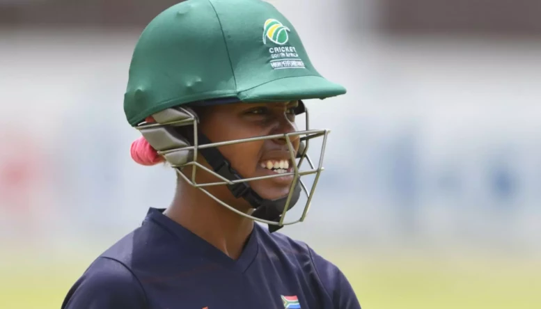 Karabo Meso under the helmet
