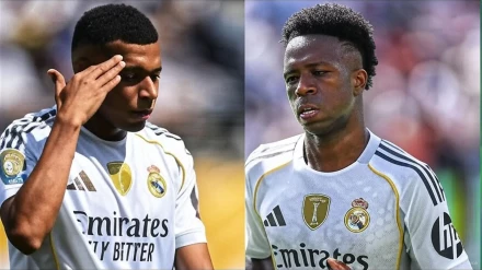 Kylian Mbappe and Vinicius Junior of Real Madrid