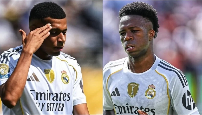 Kylian Mbappe and Vinicius Junior of Real Madrid