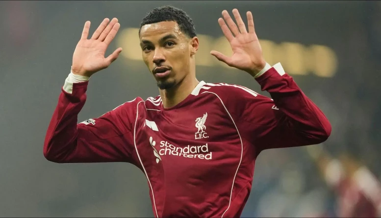 Liverpool's Hugo Ekitike celebrates after scoring
