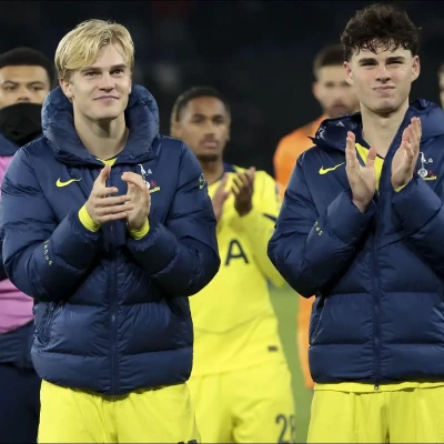 Lucas Bergvall and Archie Gray of Tottenham 