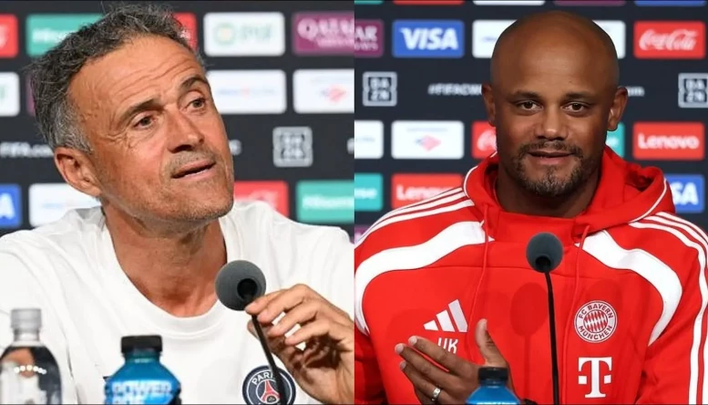 Luis Enrique and Vincent Kompany of PSG and Bayern Munich respectively