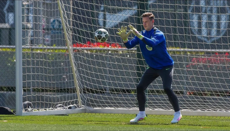 Marc-Andre ter Stegen of FC Barcelona in action during training