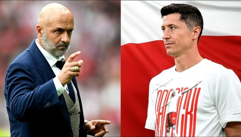 Michal Probierz and Robert Lewandowski of Poland