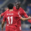 Mohamed Salah and Ibrahima Konate of Liverpool