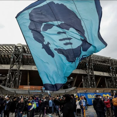 Napoli fans outside Diego Armando Maradona Stadium