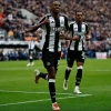 Newcastle United striker Alexander Isak celebrates scoring his second goal