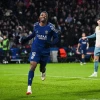 Paris Saint-Germain's forward Ousmane Dembele celebrates scoring