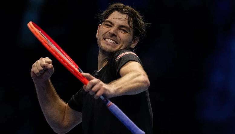 Taylor Fritz react after winning