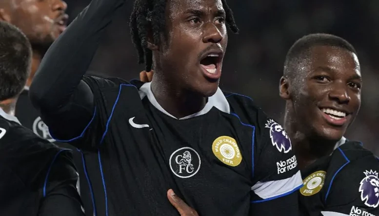 Trevoh Chalobah of Chelsea celebrates scoring 
