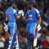 Virat Kohli of India and Rohit Sharma of India celebrate victory 