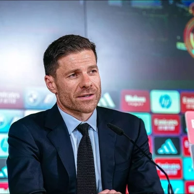 Xabi Alonso speaks to reporters at Real Madrid