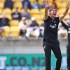 Zak Foulkes of New Zealand appeals for the wicket of Joe Root 